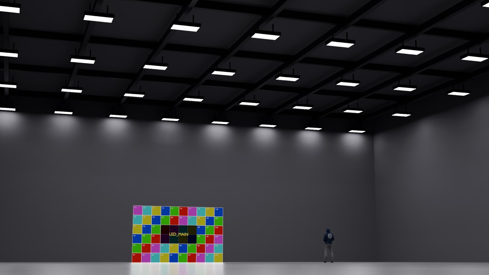 Studio with overhead light grid