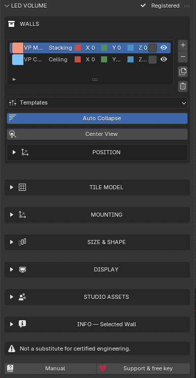 The full LED VOLUME panel — click a block to jump to its chapter