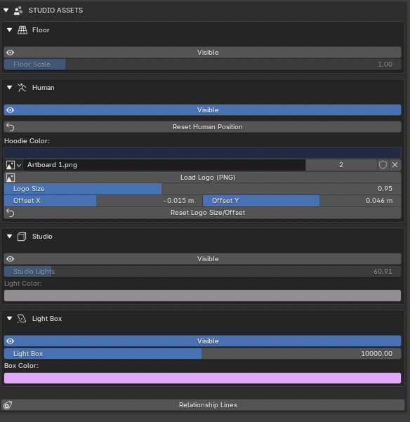 LED VOLUME Studio Assets panel
